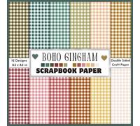 Boho Gingham Scrapbook Paper: Double sided decorative earthy warm tone natural color boho themed gingham pattern craft paper print sheets for scrapbooking, card making, collage, origami and DIY crafts