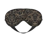 Boho Gold Lotus Flowers Print Soft Eye Mask - Ombre de nuit élastique, bandeau pour les yeux résistant à la lumière pour avion, yoga, voyage