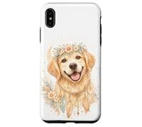 Boho Golden Retriever Floral Crown Aquarelle Art Esthétique Art Coque pour iPhone XS Max