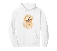 Boho Golden Retriever Floral Crown Aquarelle Art Esthétique Art Sweat à Capuche