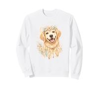 Boho Golden Retriever Floral Crown Aquarelle Art Esthétique Art Sweatshirt