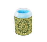 Boho Grass Green and Beige Yellow Mandala Réutilisable Pet Foot Paws Washer with Silicone Brush Soft Pets Cleaning Kit for Medium to Large Dogs
