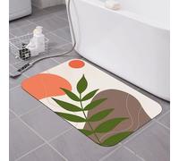 Boho Green Leves Tapis de bain solaire en terre de diatomées super absorbant, séchage rapide, antidérapant, profil bas, tapis de sol pour baignoire, tapis de salle de bain pour douche et évier 40,6
