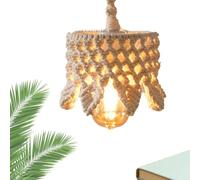 Boho Hand Woven Decorations - Macrame Lamp Shade, Vintage Style Geometric Light Cover with Ceiling Mount Loop, Decorative Lamp Shades with, Natural, Dreamy Aesthetic Lighting for Home Cafes Courtyard