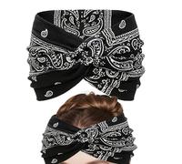 Boho Headbands - Printed Yoga Hairbands for Women | Twisted Floral Hair Accessories | Breathable Retro Tie Dye Knotted Headwear for Wedding Running Cycling Music Festival Yoga Casual Wear Girls Ladies