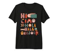 Boho Hi Salutations multilingues pour Les Voyageurs Amateurs T-Shirt Haut de Gamme