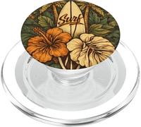 Boho Hibiscus Feuille Floral Surf Folk Nature Été Palmiers PopSockets PopGrip pour MagSafe