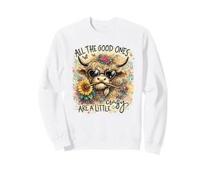 Boho Highland Cow Heart Crazy Citation Art Sweatshirt