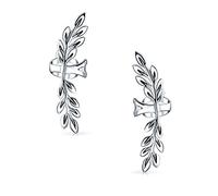 Boho Laurel Leaf Grimpeur Et Crawler Cartilage Ear Cuffs Clip Wrap Helix Boucles D'Oreilles Non Percées Bijoux Occidentaux Pour Femmes Adolescentes .925 Argent Sterling