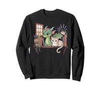 Boho Librarian Booklover Cottagecore Livre Fantaisie Dragon Chat Sweatshirt