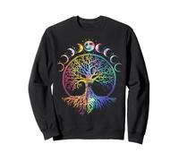 Boho Life Tree Phases de la Lune Arc-en-Ciel bohème Vintage Sweatshirt