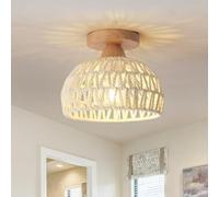 Boho Lumière Plafonnier, Côte à la main tissé Cage Rattan Wickerr,11.8 "Rustique Demi-lune Plafonnier, Bohemische Cage Chandeliers pour couloir,chambre à coucher,maison de campagne,cuisine,entrée
