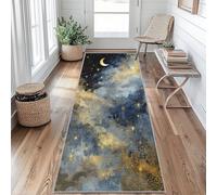 Boho Lune Étoile Tapis de Couloir Ciel Étoilé Tapis de Couloir Long 60 x 120 cm Passage Antidérapant Lavable en Machine D'entrée Chambre Salon Descente de Lit Poil Ras Rug rO&P111