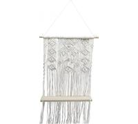 Boho Macramee suspension de fleurs Décoration de fenêtre avec balançoire à fleurs Planche 40x15cm en blanc naturel