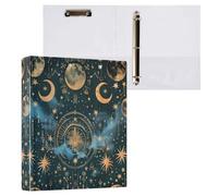 Boho Magic Moon Stars Classeur à 3 anneaux en D A4 avec 200 feuilles pour enfants, fournitures scolaires, femmes et hommes