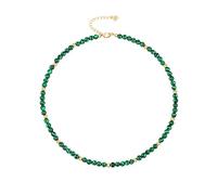 Boho Malachite Beaded Choker, Green Chakra Gemstone Necklace for Women, 18k Gold Bead Charm Necklace