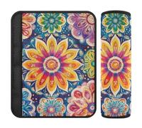 Boho Mandala Fleurs Rainbow Color Lot de 2 housses de sangle de ceinture pour plus de confort pour conduite de camion Protection pour voiture