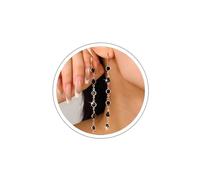 Boho Mariage Boucles D'oreilles Strass Noir Or Rouge Cz Huggie Hoop Long Earrings Prom Sparkly Green Crystal Dangle Tassel Chain Dainty Simple Minimalist Bridesmaid Chandelier Jewelry For Women