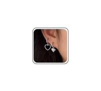 Boho mariage délicat petit coeur pendu boucles d’oreilles argent Simple plus petit creux amour goutte d’oreilles minuscule délicat minimaliste mignon tendance Cartilage bijoux pour les femmes