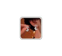 Boho Mariage Mini Boucles D'oreilles Perle Or Petit Cz Papillon Boucles D'oreilles Simple Dainty Cute Strass Ear Crawler Sparkly Tiny Crystal Dangle Climber Delicate Minimalist Trendy For Women