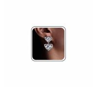 Boho Mariage Petites Boucles D'oreilles Coeur Strass Argent Dainty Crystal Double Love Shape Drop Earrings Simple Diamond Dangle Prom Cute Tiny Cz Stud Delicate Minimalist Trendy For Women