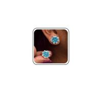 Boho Mariage Sarcelle Turquoise Boucles D'oreilles Fleurs Mini Cz Bleu Daisy Petites Boucles D'oreilles Simple Étincelle Dainty Tiny Rhinestone Floral Cute Delicate Smaller Western Minimalist Women
