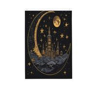 Boho Moon Sun Castle Drapeau 61 x 91 cm | Drapeau décoratif double face en polyester avec 2 œillets, bannière de cour pour jardin, porche, pelouse, terrasse, balcon