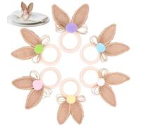 Boho Napkin Rings - 6 Pieces Serviette Buckles Easter Table Settings, 13.5x9cm Cute Bunny Ears Napkin Rings for Event Planners Hospitality Christian Families Holiday Parties