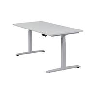 boho office® Basic Line - piètement de Table réglable électriquement en Hauteur en continu, argenté avec Fonction mémoire, y Compris Plateau de Table de 160 x 80 cm en Gris Clair