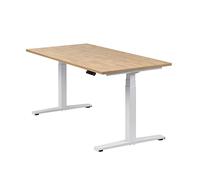 boho office® Basic Line - piètement de Table réglable électriquement en Hauteur en continu, Blanc avec Fonction mémoire, y Compris Plateau de Table de 160 x 80 cm en Chêne Sauvage