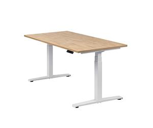 boho office® Basic Line - piètement de Table réglable électriquement en Hauteur en continu, Blanc avec Fonction mémoire, y Compris Plateau de Table de 160 x 80 cm en Chêne Sauvage