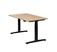 boho office® Basic Line - piètement de Table réglable électriquement en Hauteur en continu, Noir avec Fonction mémoire, y Compris Plateau de Table de 140 x 80 cm en Chêne Sauvage