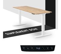 boho office® Bureau Assis Debout 130 x 60 cm - Bureau Électrique, 2 Moteurs, Réglable, télescope 2 Positions, Protection Anti-Collision, Prises USB - Homedesk Eco Blanc INCL. Plateau en chêne Sauvage