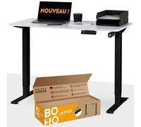 boho office® Bureau réglable en Hauteur électrique 110 x 60 cm - 4 emplacements mémoire, Montage Rapide, Installation Facile, y c. Plateau de Table certifié FSC avec Chants arrondis, UDESK Blanc/Noir