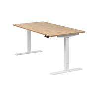 boho office® Homedesk - Bureau Blanc, réglage en Hauteur électrique en continu, Fonction mémoire y Compris Plateau de Table de 160 x 80 cm en décor Chêne Sauvage