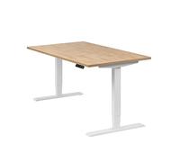 boho office® Homedesk - Bureau Blanc, réglage en Hauteur électrique en continu, Fonction mémoire y Compris Plateau de Table de 140 x 80 cm en décor Chêne Sauvage