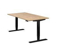 boho office® Homedesk - Bureau Noir, réglage en Hauteur électrique en continu, Fonction mémoire y Compris Plateau de Table de 160 x 80 cm en décor Chêne Sauvage