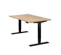 boho office® Homedesk - Bureau Noir, réglage en Hauteur électrique en continu, Fonction mémoire y Compris Plateau de Table de 140 x 80 cm en décor Chêne Sauvage