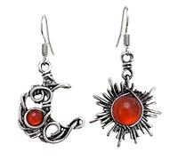 Boho Opal Sun and Moon Drop Boucles d'oreilles enrôles Moonstone Natural Stone Hook Bohemian For Women Girls Asymétrical Antiquised Celestial Jewelry