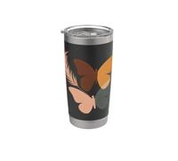 Boho Papillon Plume Art Abstrait Gobelet isotherme en acier inoxydable double paroi