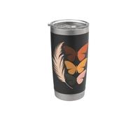 Boho Papillon Plume Art Abstrait Gobelet isotherme en acier inoxydable double paroi