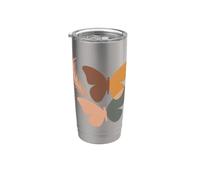 Boho Papillon Plume Art Abstrait Gobelet isotherme en acier inoxydable double paroi