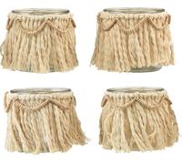 Boho Photophore Set Macramee Franges Crème Porte-bougies à réchaud Ø9,5cm 4pcs