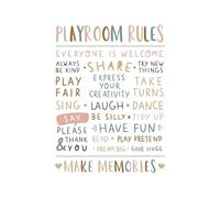 Boho Playroom Rules Sign - Canvas Wall-Art with Kind Words Share Have Fun, Nursery, Room Decor for Toddler Boy or Girl, Ready to Hang(Unframed,16x24inch(40x60cm))