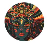 Boho Portrait Rond Tapis - Bleu Vert Peau Dragon Coiffe Motif Bas Tapis Antidérapant pour Entrée Salon Salle à Manger 90cm