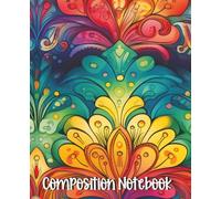 Boho Rainbow Composition Notebook - College Ruled 7.5×9.25: 110 lined pages with margin guideline, matte finish; colorful abstract pattern for school, journaling, work