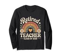 Boho Rainbow Retired Teacher Class of 2026 Funny Retirement Manche Longue