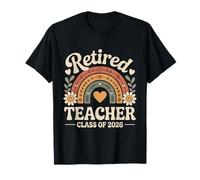 Boho Rainbow Retired Teacher Class of 2026 Retirement T-Shirt