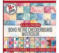 Boho Retro Checkerboard Watercolor Scrapbook Paper: Versatile 20 Page Pages for Collage, Junk Journals, Origami & More