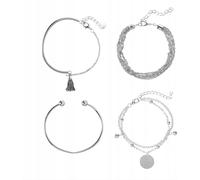 BOHO RETRO PUNK CHARMS BANGLE SET BOHO RETRO PUNK CHARMS BANGLE SILVER 4 pieces COMPOSITE